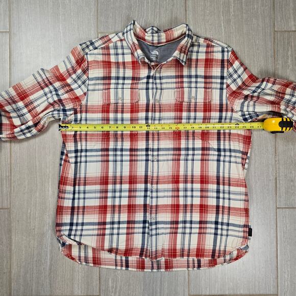 The North Face Flannel Shirt White Red Blue Plaid Pockets Cotton Men’s XXLARGE - Picture 6 of 8